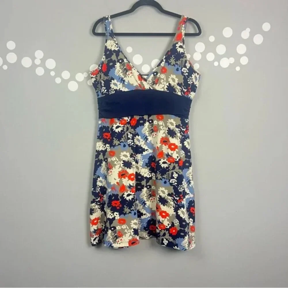 Patagonia Margot Sleeveless Dress Dew Drop Floral Organic Cotton Blue XL - Picture 1 of 6
